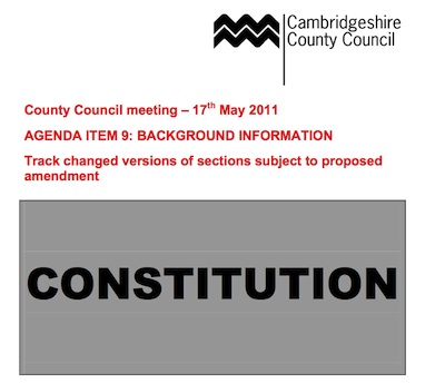 Proposed changes to Cambridgeshire County Council Constitution   