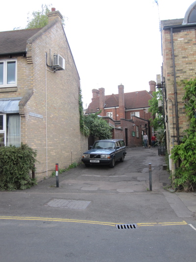 Whymans Lane in Cambridge. Situated off Castle Hill, opposite the Castle Public House.