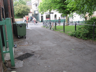 Whymans Lane in Cambridge. Situated off Castle Hill, opposite the Castle Public House.